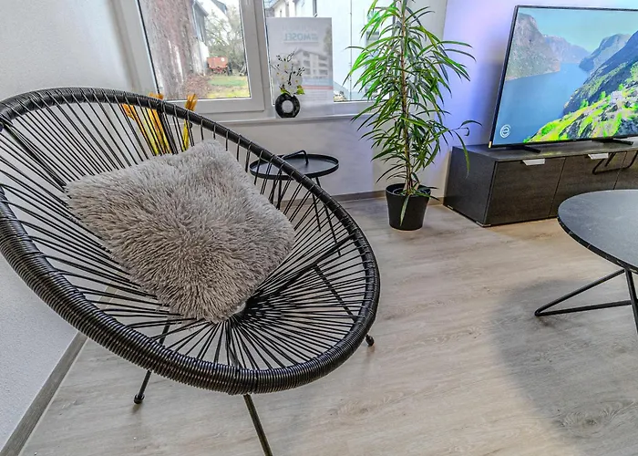 公寓 Fewomo Stilvolles Eg Appartment, Brauneberg, 4 Pers, Boots Slipanlage, Moselradweg, Seniorengerecht 布劳讷贝格